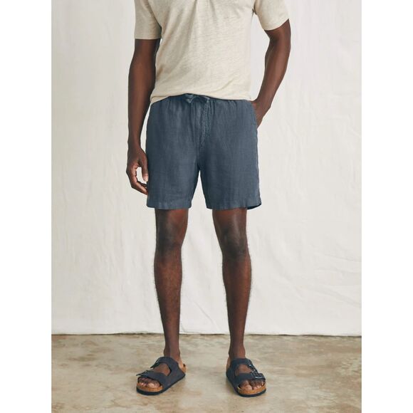 Faherty Men's Essential Linen Short, Washed Light Navy, Size L - Picture 1 of 12